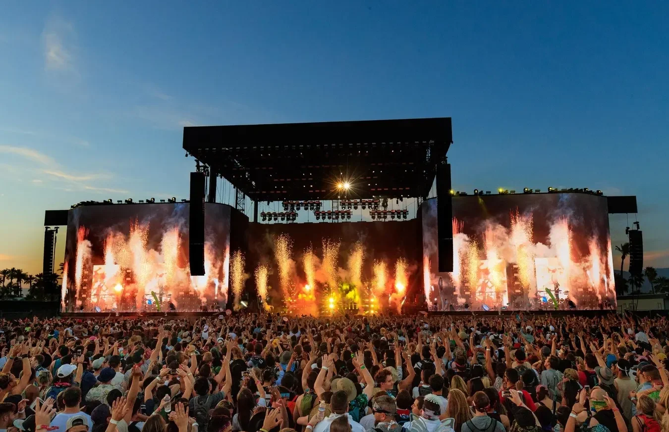 Concert event with large LED stage displays